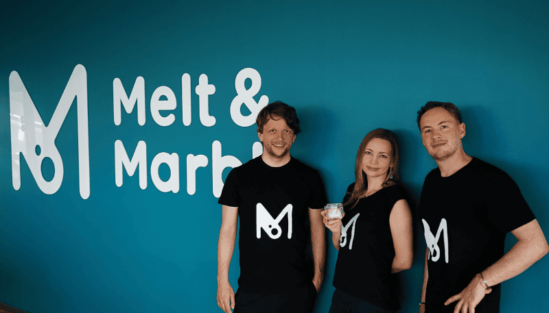 Florian David, Chief Scientific Officer at Melt&Marble, Anastasia Krivoruchko, CEO, and Thomas Cresswell, Chief Business Officer.