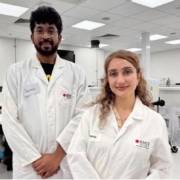 Samiddhi Gunathilake and Dr Mahsa Majzoobi at RMIT's Food Research and Innovation Centre.